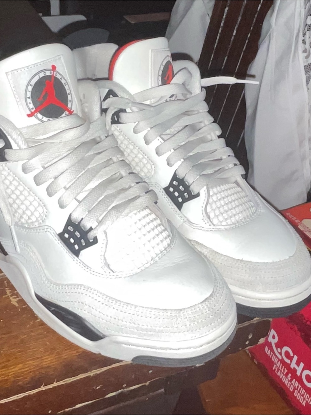 Jordan Men’s White/Black/Red Retro Sneakers